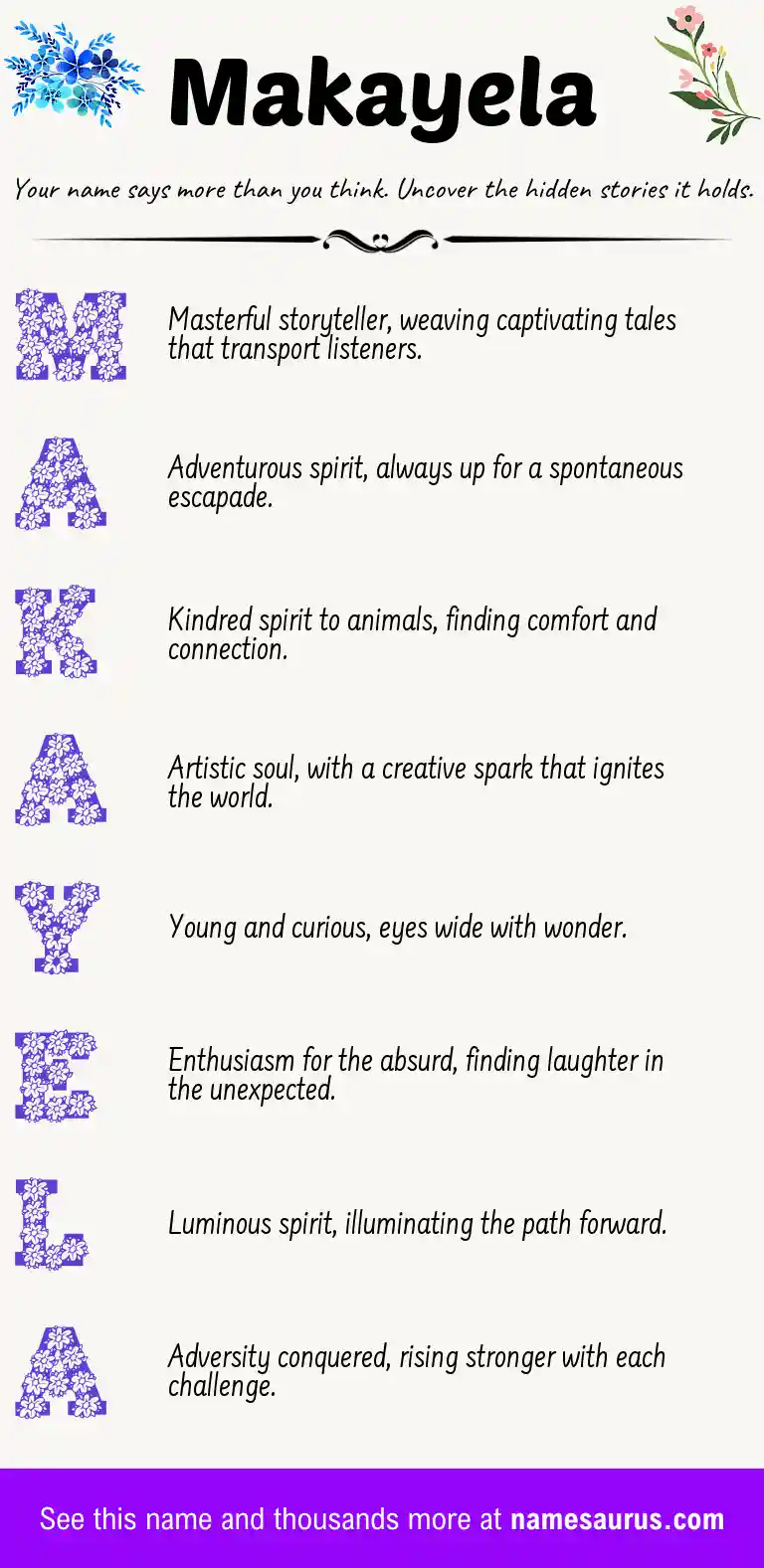 Acrostic poem about Makayela.