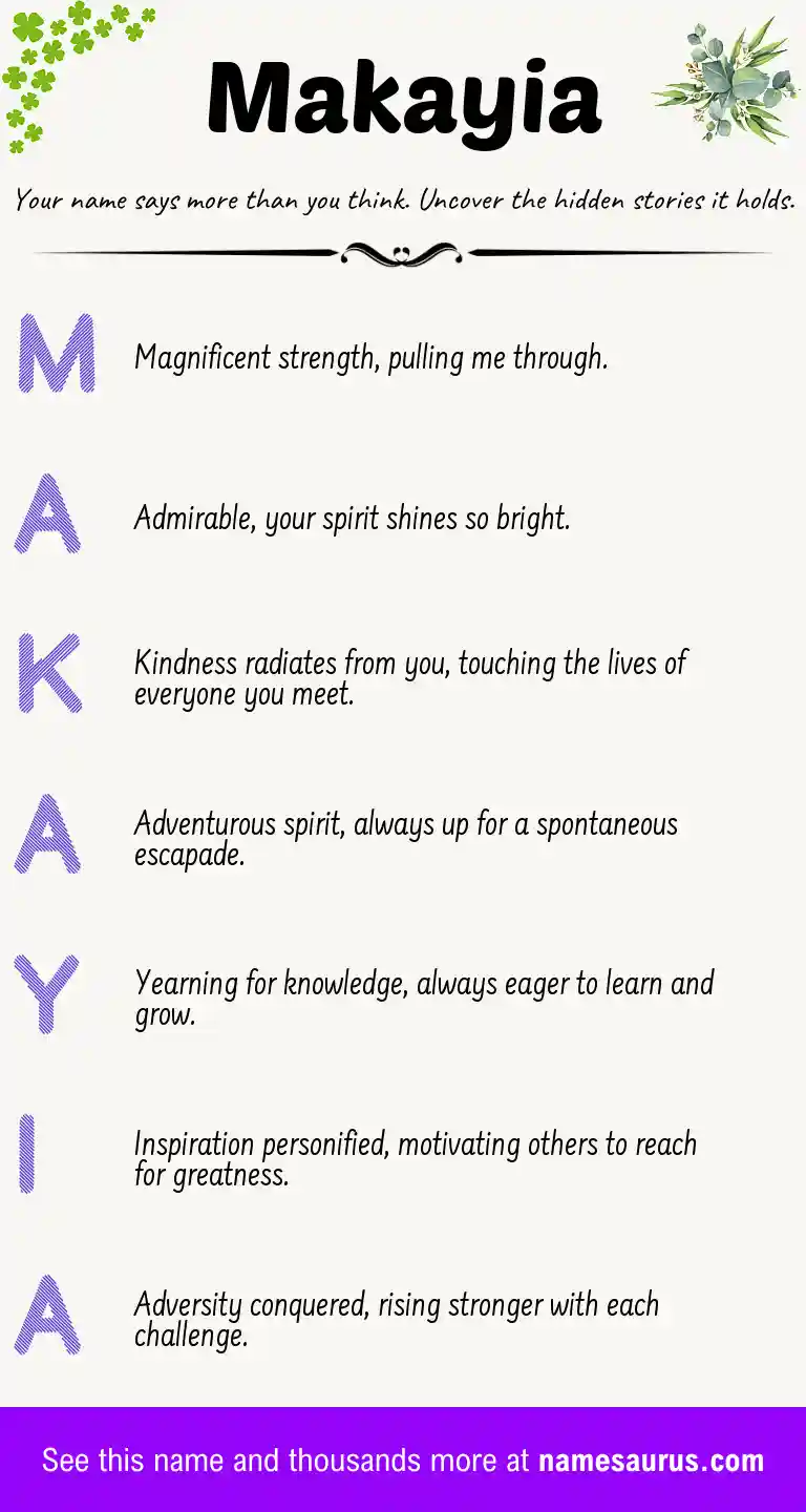 Acrostic poem about Makayia.