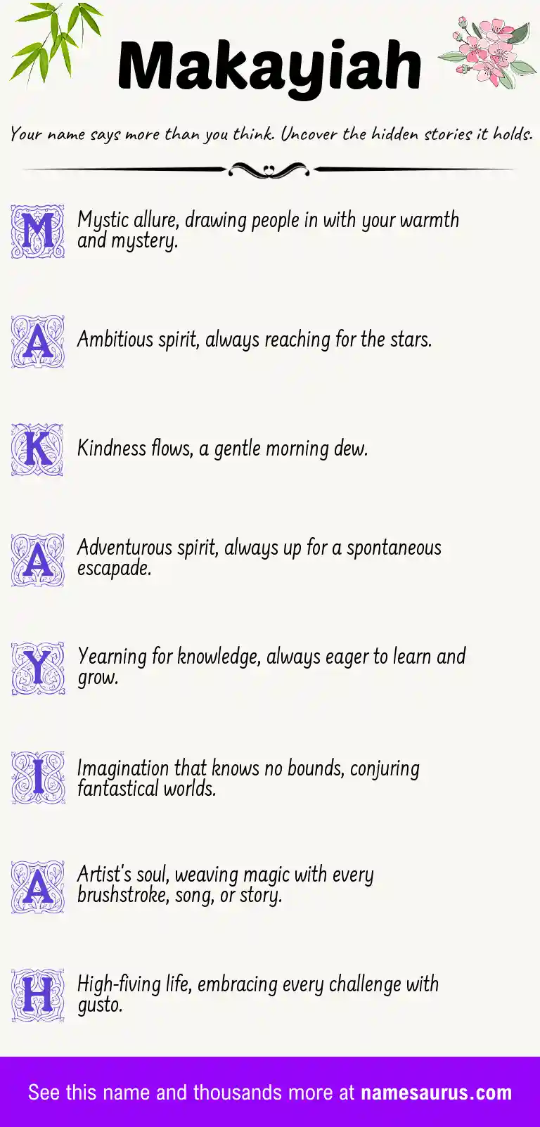 Acrostic poem about Makayiah.