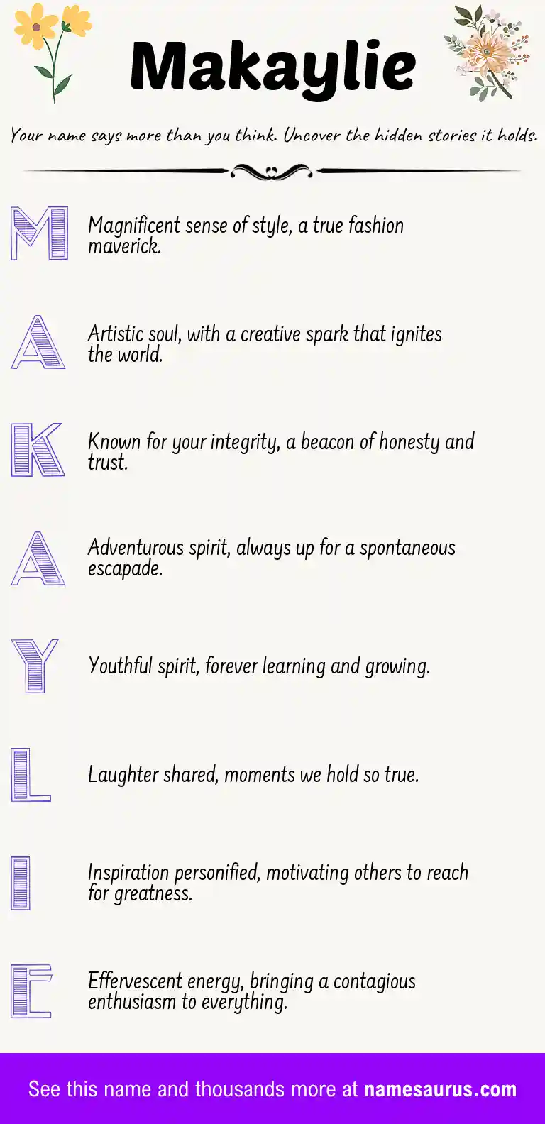 Acrostic poem about Makaylie.
