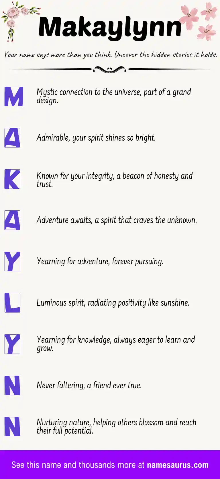 Acrostic poem about Makaylynn.