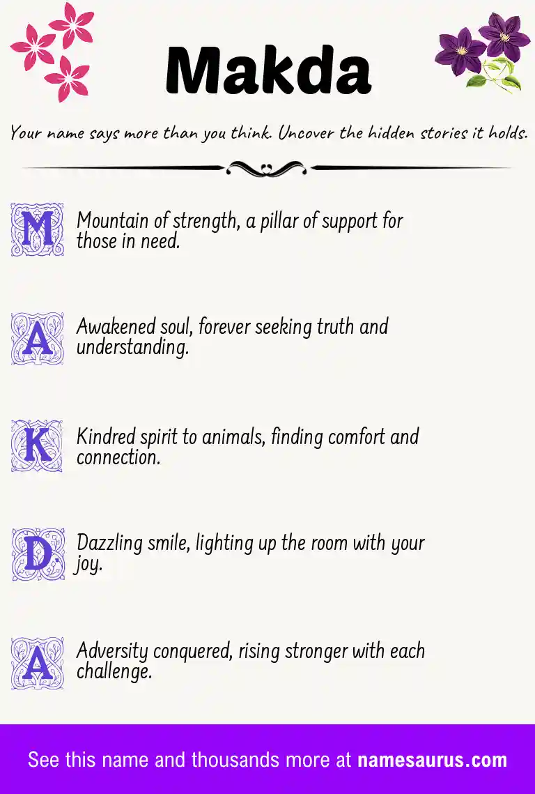 Acrostic poem about Makda.