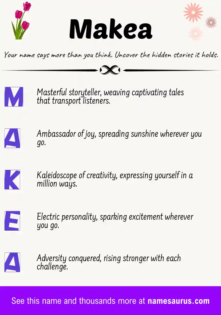 Acrostic poem about Makea.