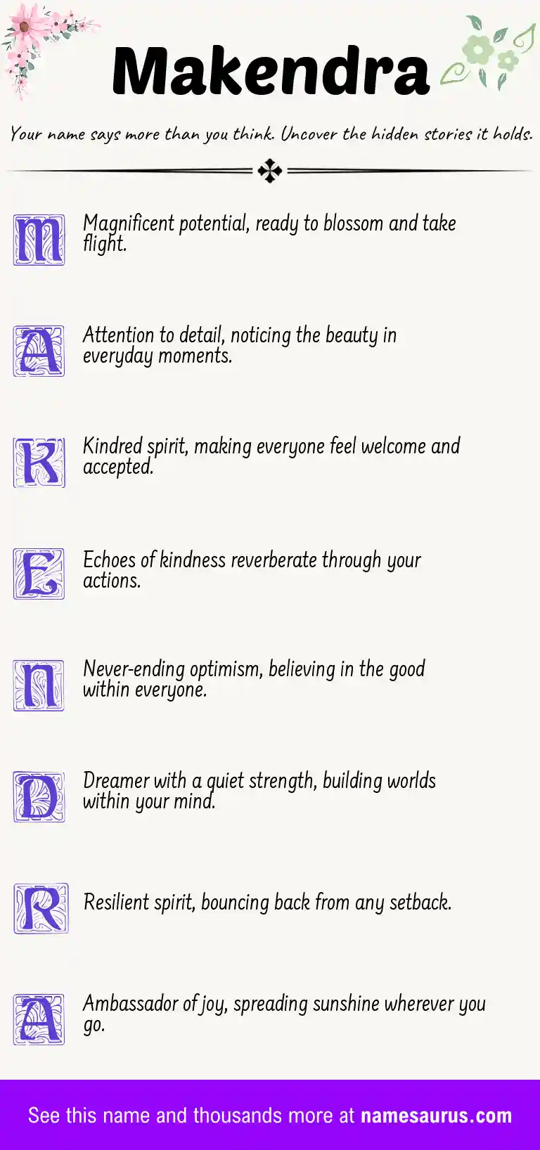 Acrostic poem about Makendra.