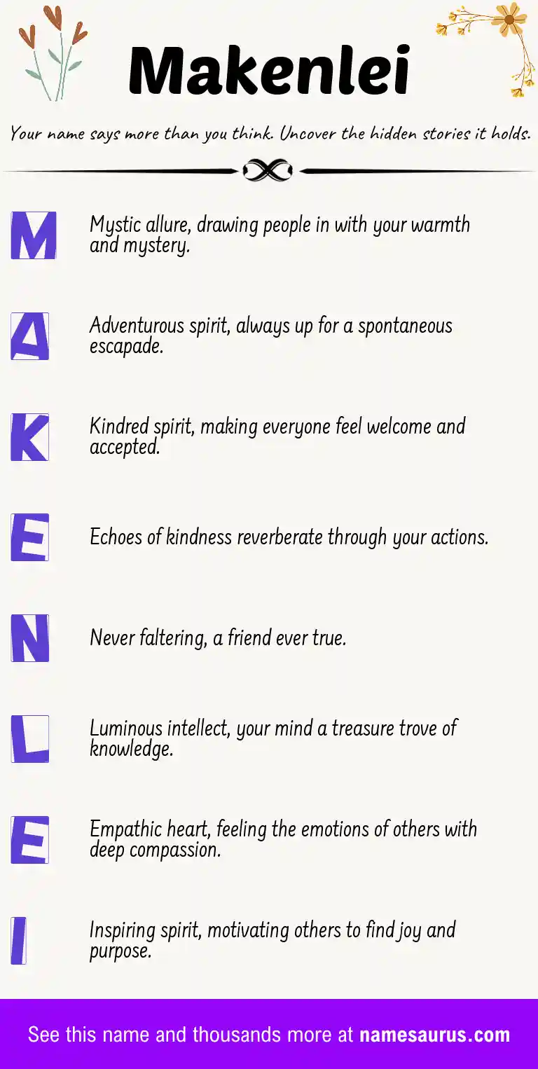 Acrostic poem about Makenlei.