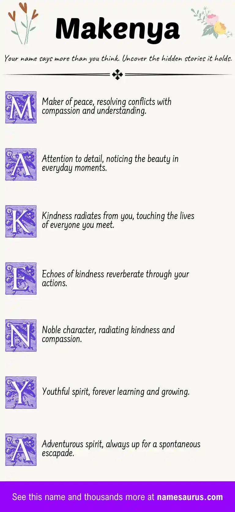 Acrostic poem about Makenya.