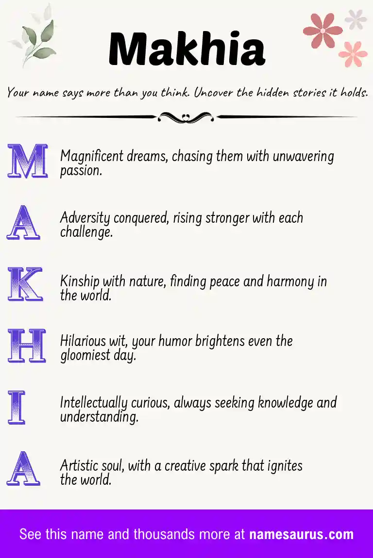 Acrostic poem about Makhia.