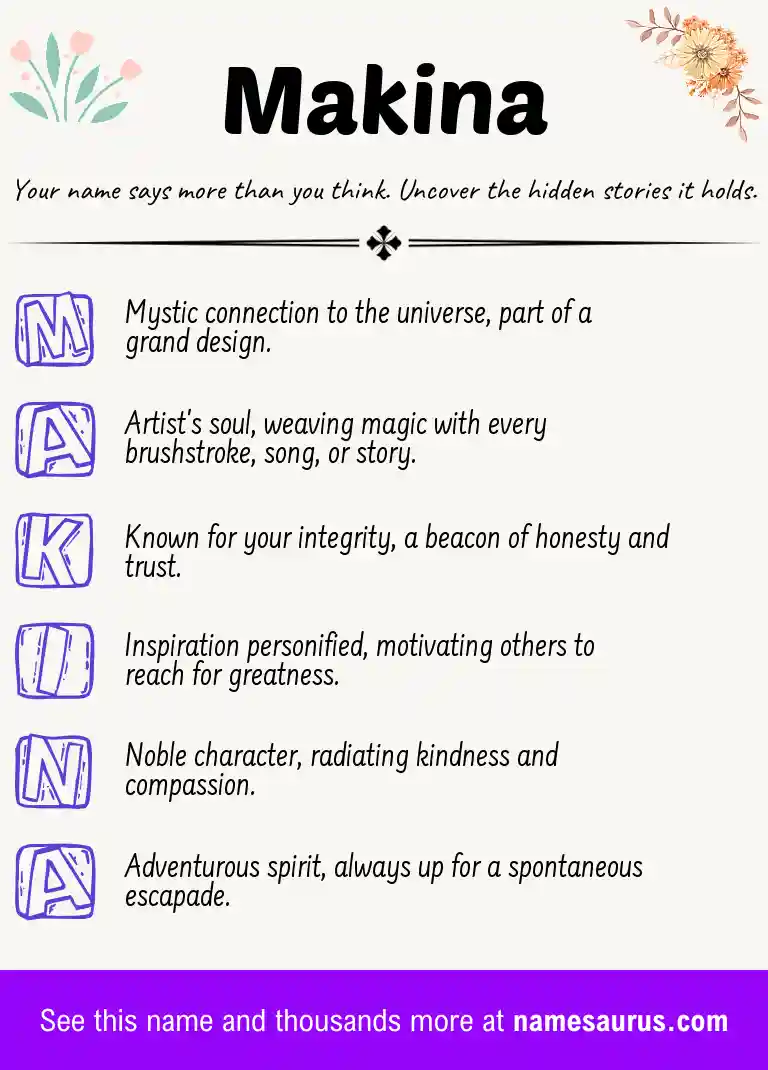 Acrostic poem about Makina.