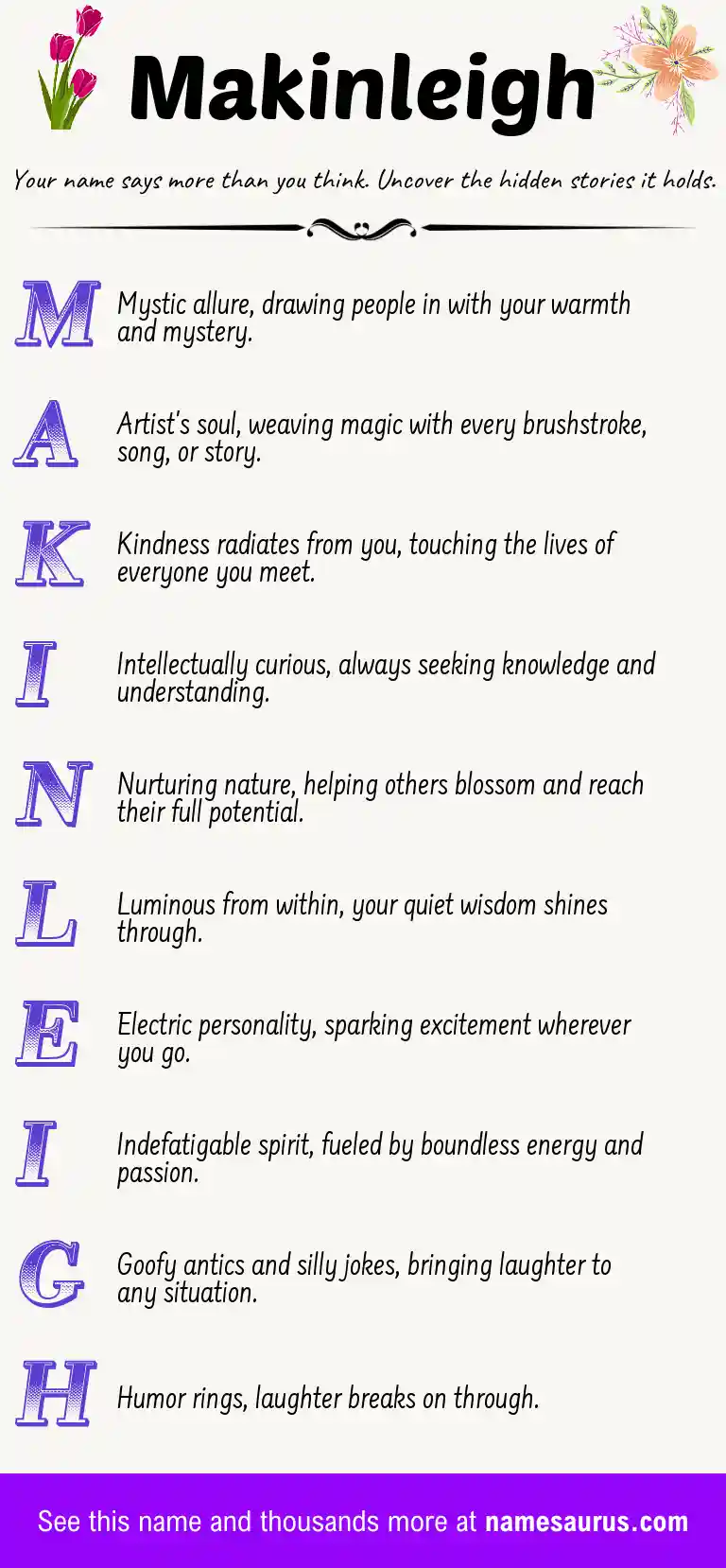 Acrostic poem about Makinleigh.