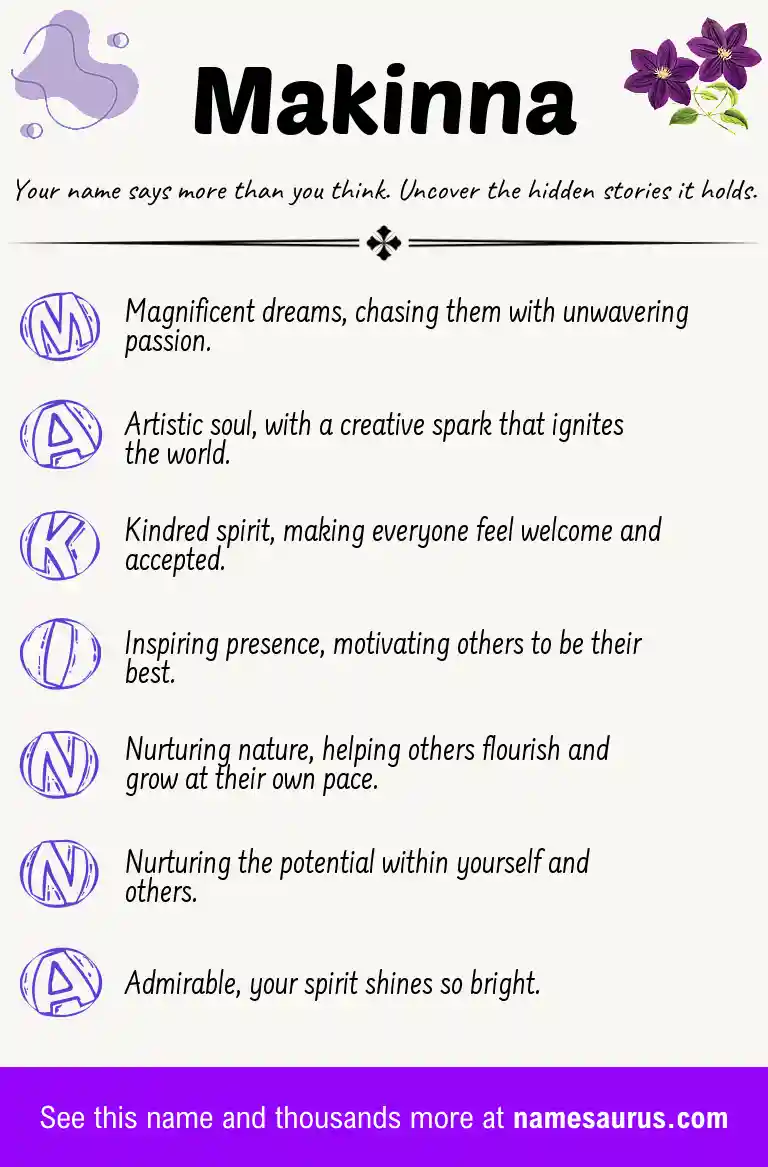 Acrostic poem about Makinna.