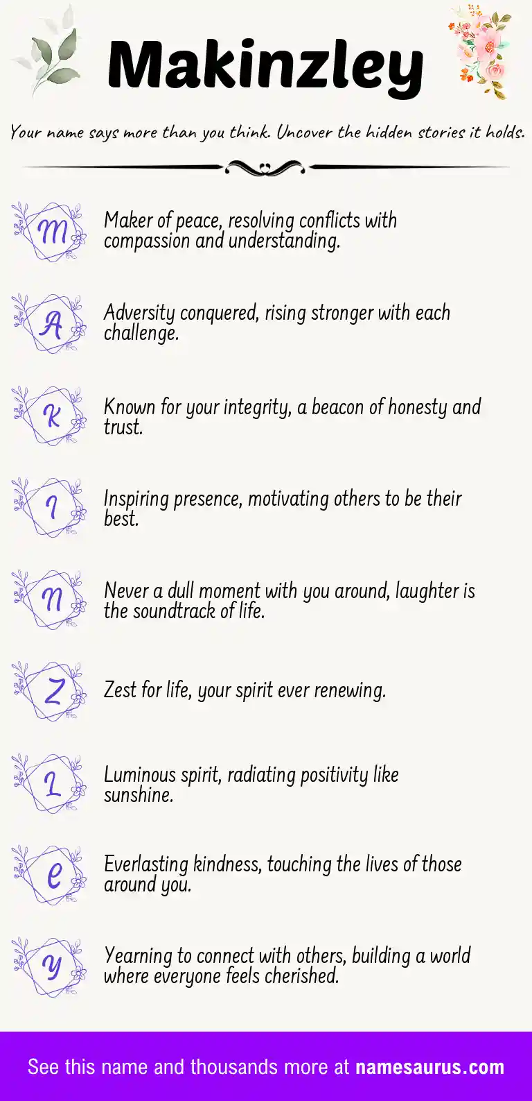 Acrostic poem about Makinzley.