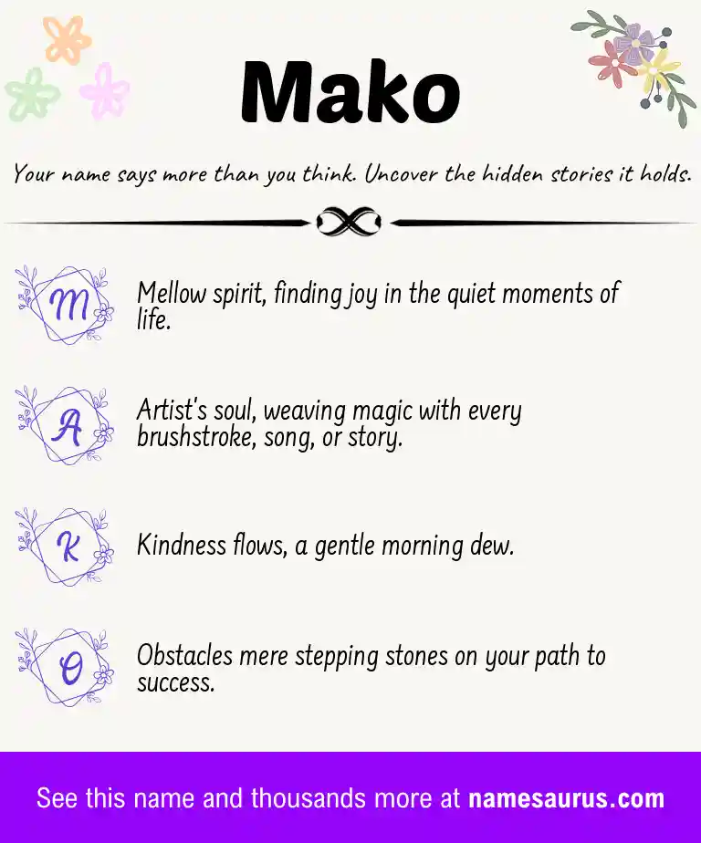 Acrostic poem about Mako.