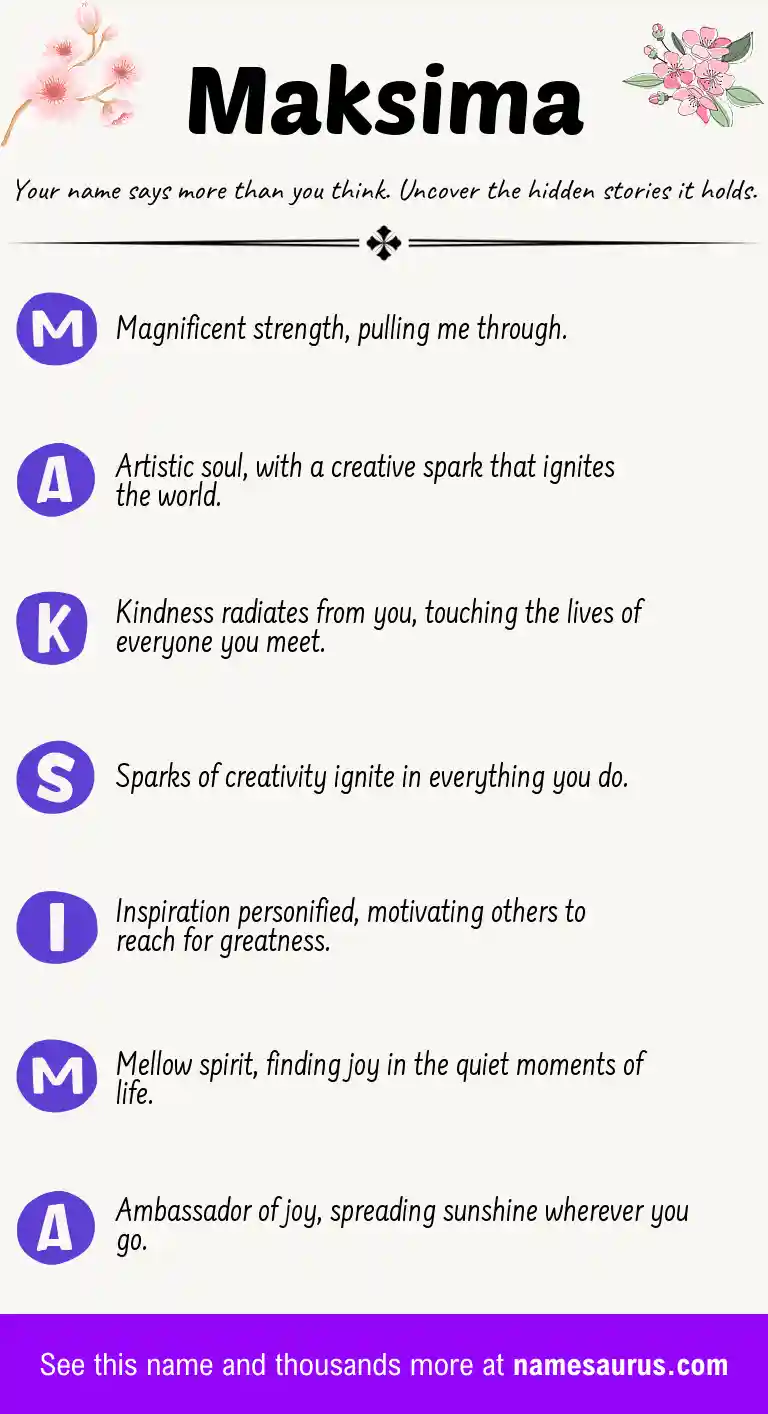 Acrostic poem about Maksima.