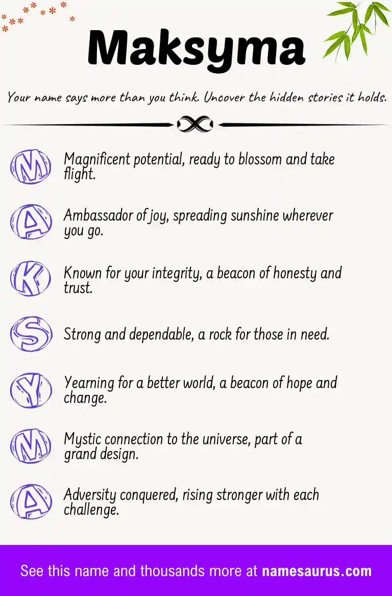 Acrostic poem about Maksyma.
