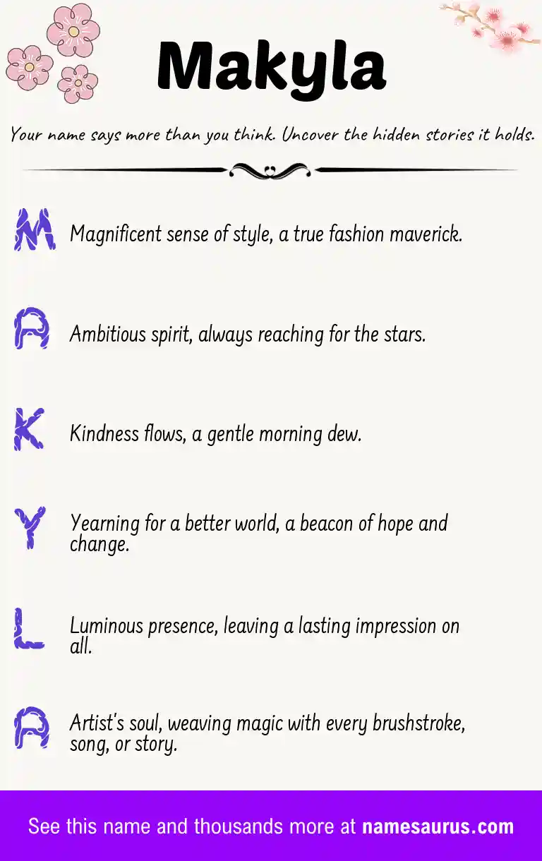 Acrostic poem about Makyla.
