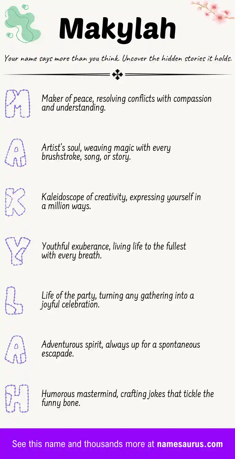 Acrostic poem about Makylah.