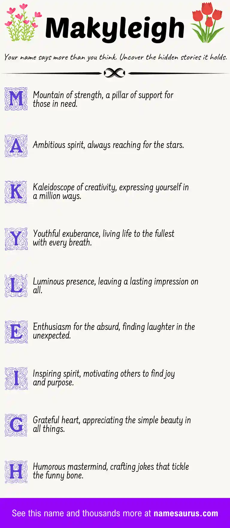 Acrostic poem about Makyleigh.
