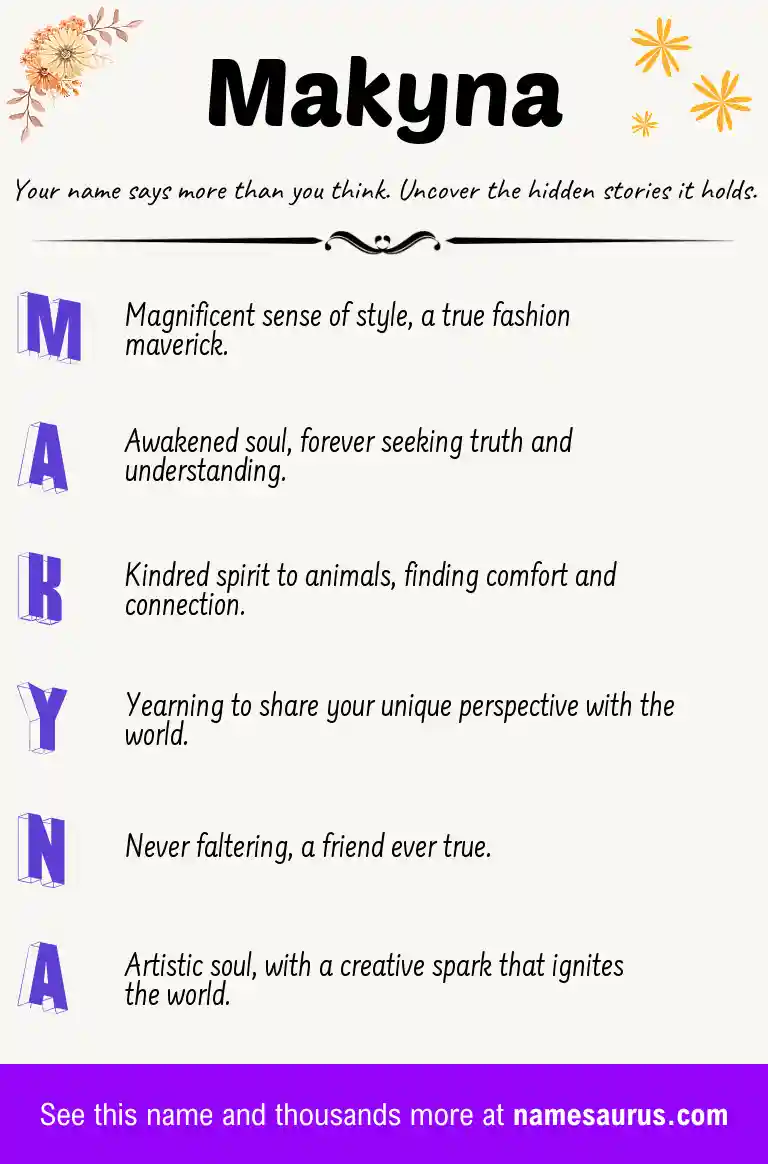 Acrostic poem about Makyna.