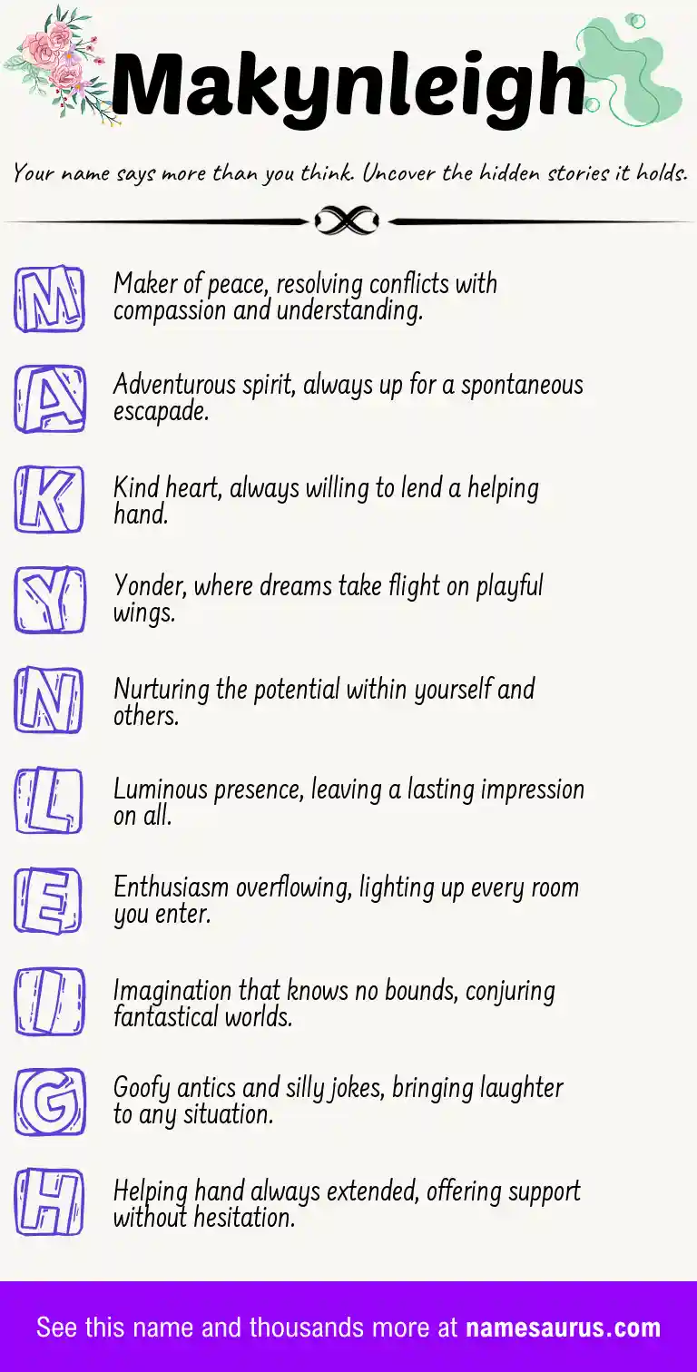 Acrostic poem about Makynleigh.