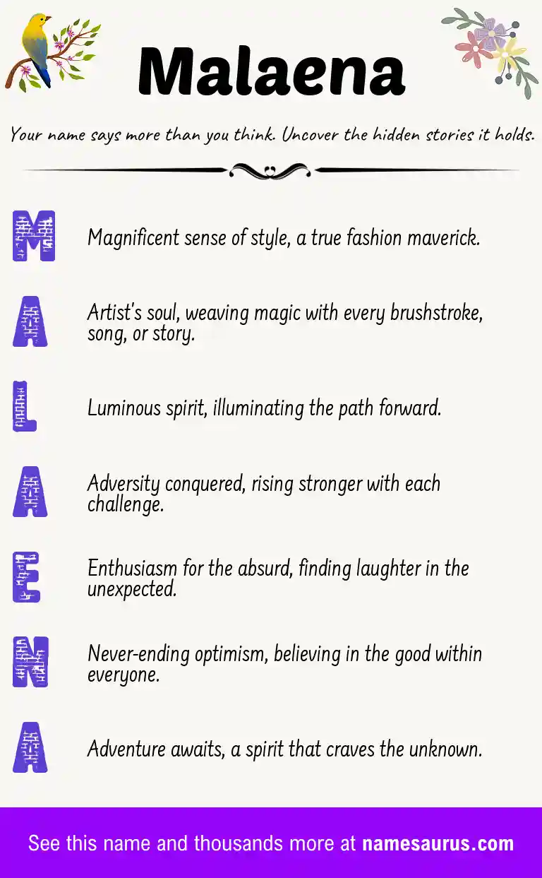 Acrostic poem about Malaena.