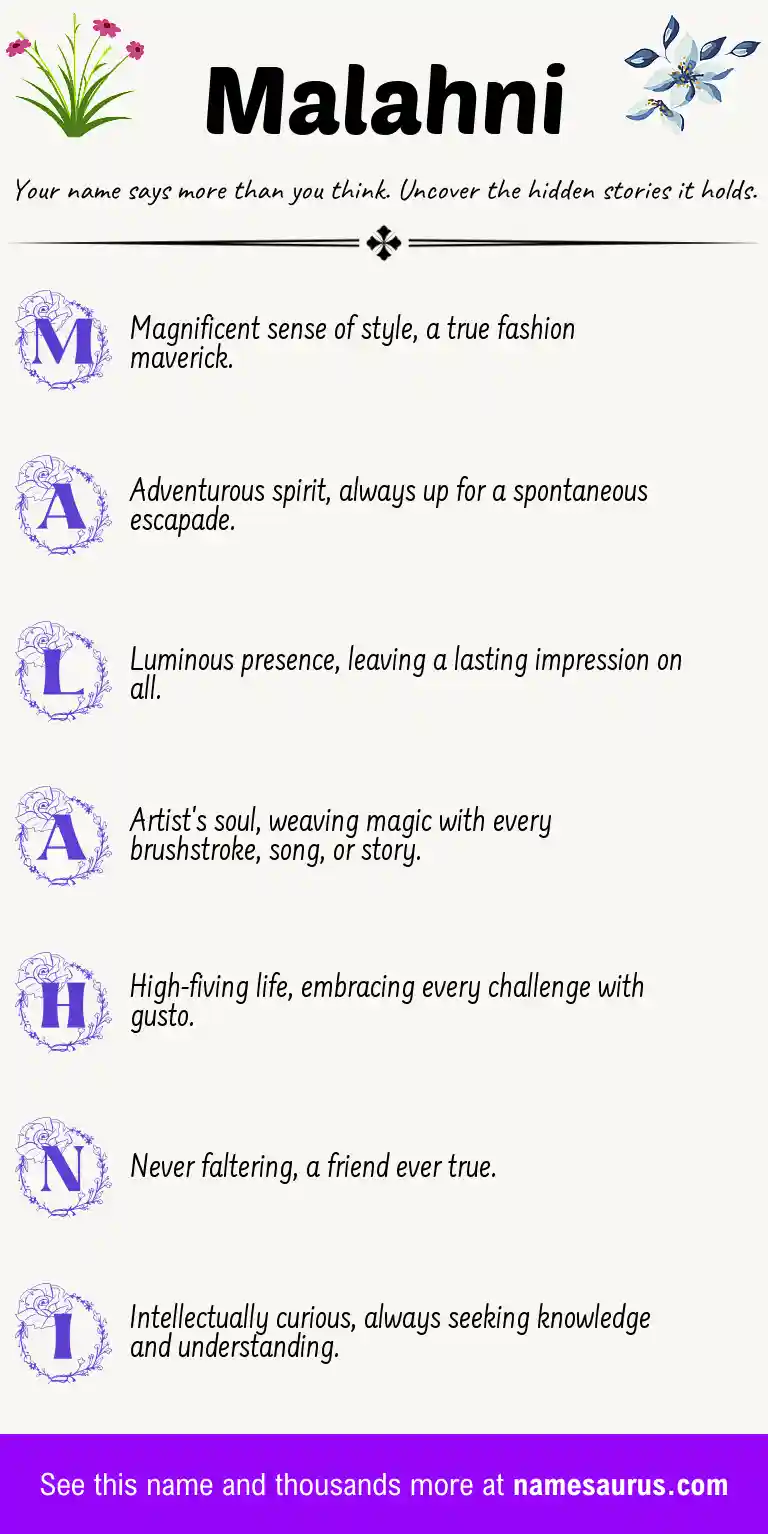 Acrostic poem about Malahni.