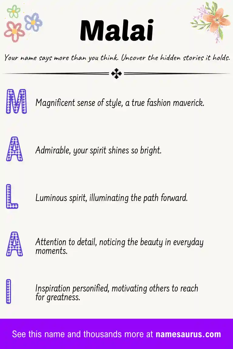 Acrostic poem about Malai.