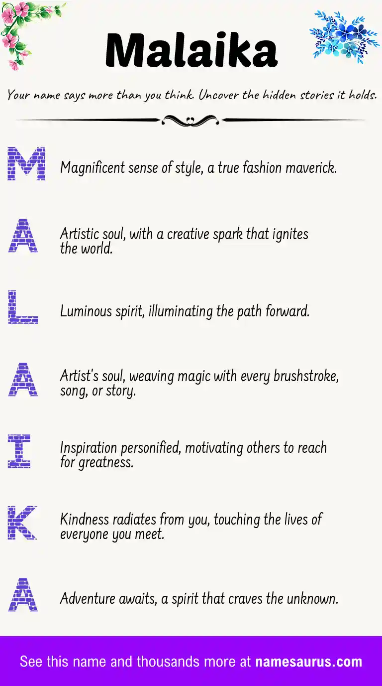 Acrostic poem about Malaika.