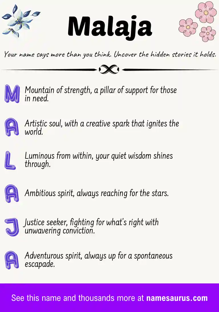 Acrostic poem about Malaja.