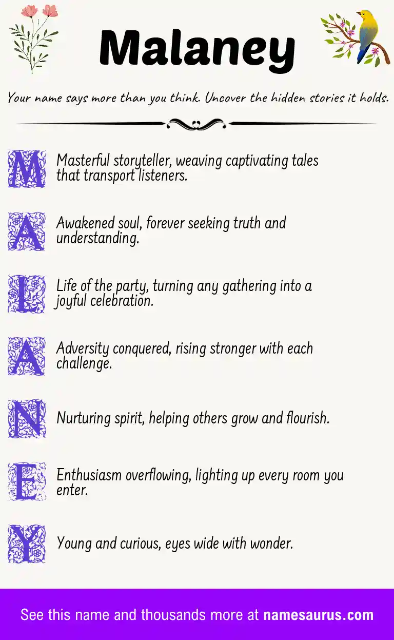 Acrostic poem about Malaney.