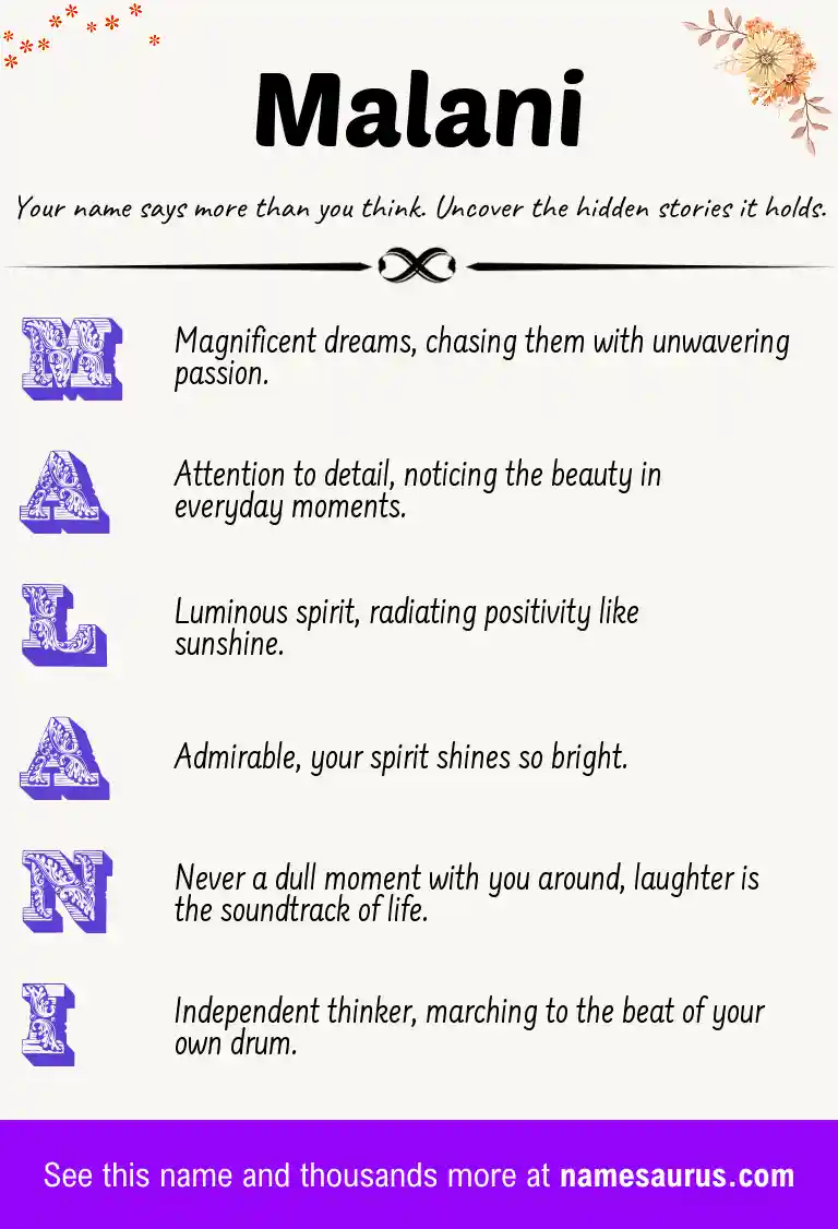 Acrostic poem about Malani.