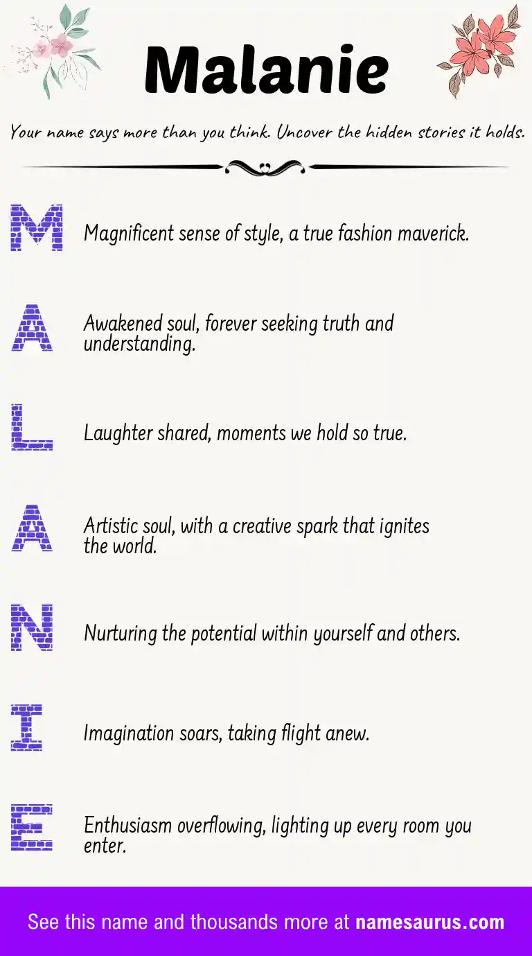 Acrostic poem about Malanie.
