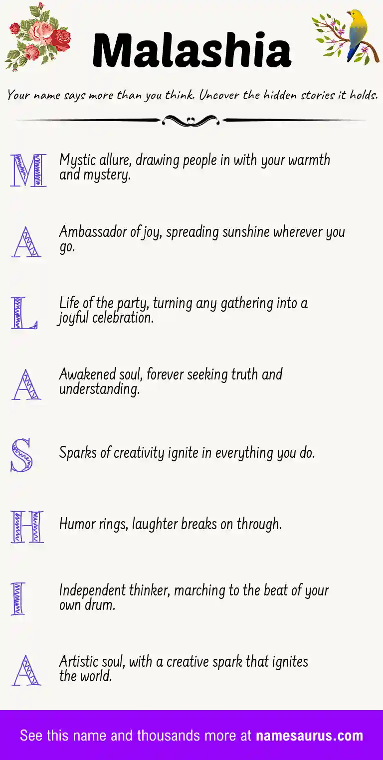 Acrostic poem about Malashia.