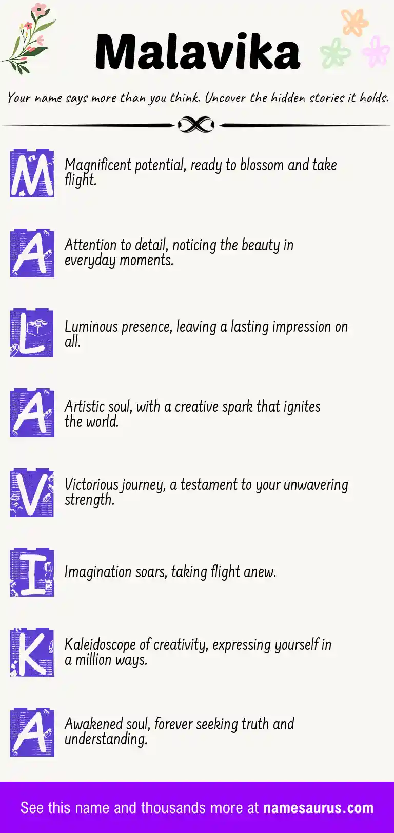 Acrostic poem about Malavika.