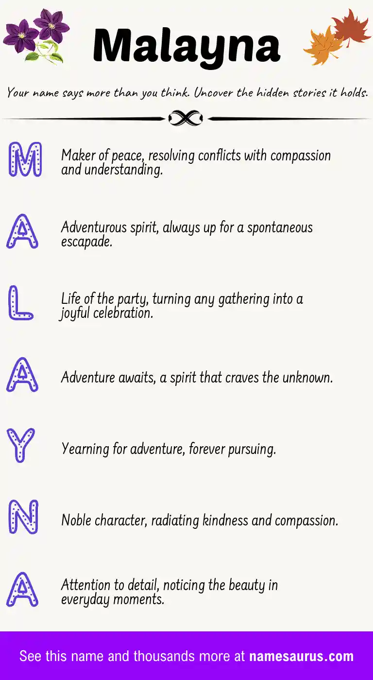 Acrostic poem about Malayna.