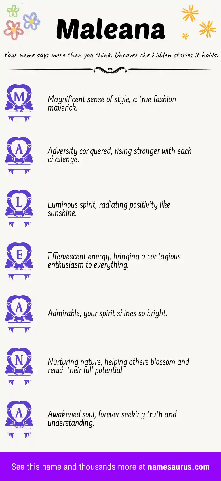 Acrostic poem about Maleana.