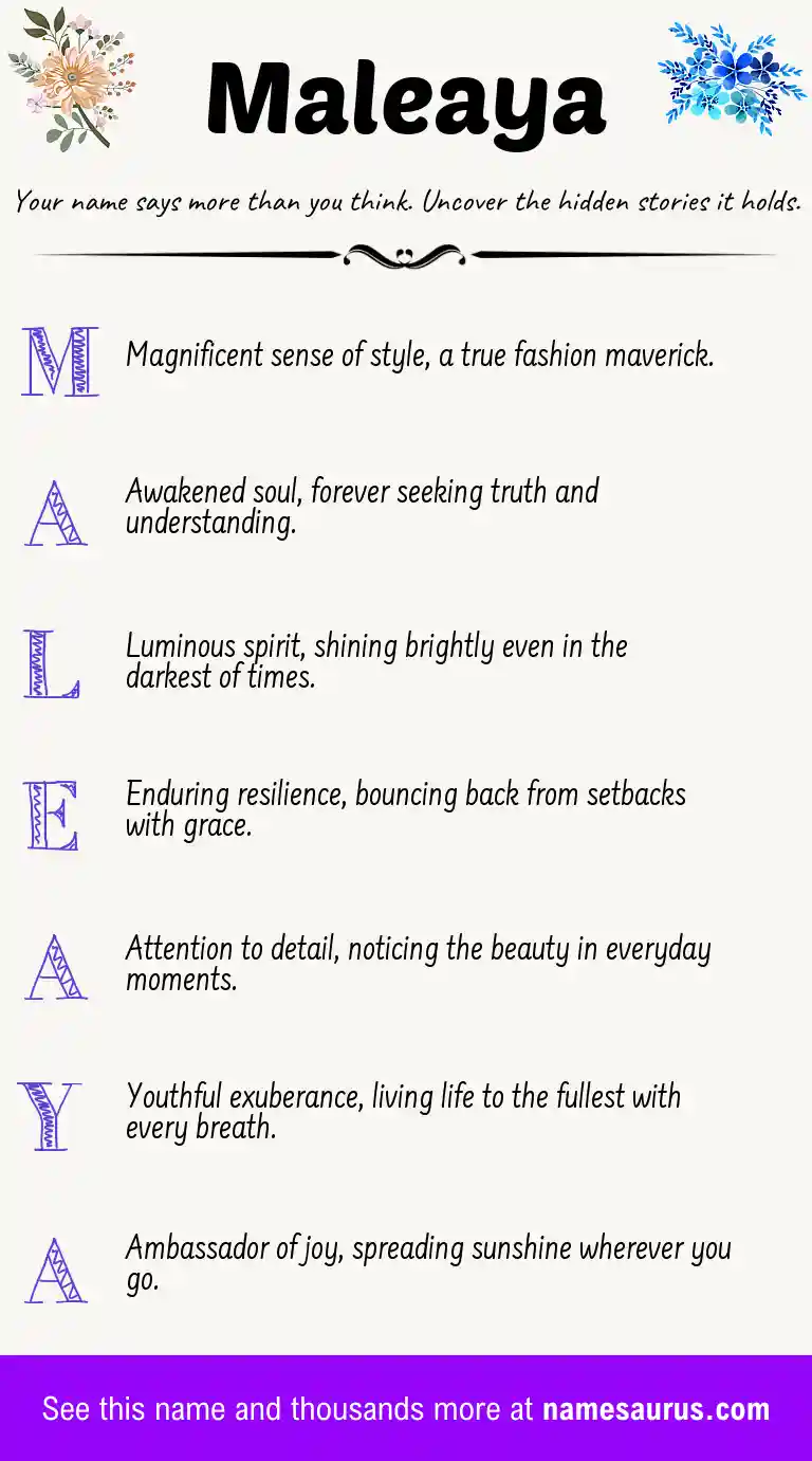 Acrostic poem about Maleaya.