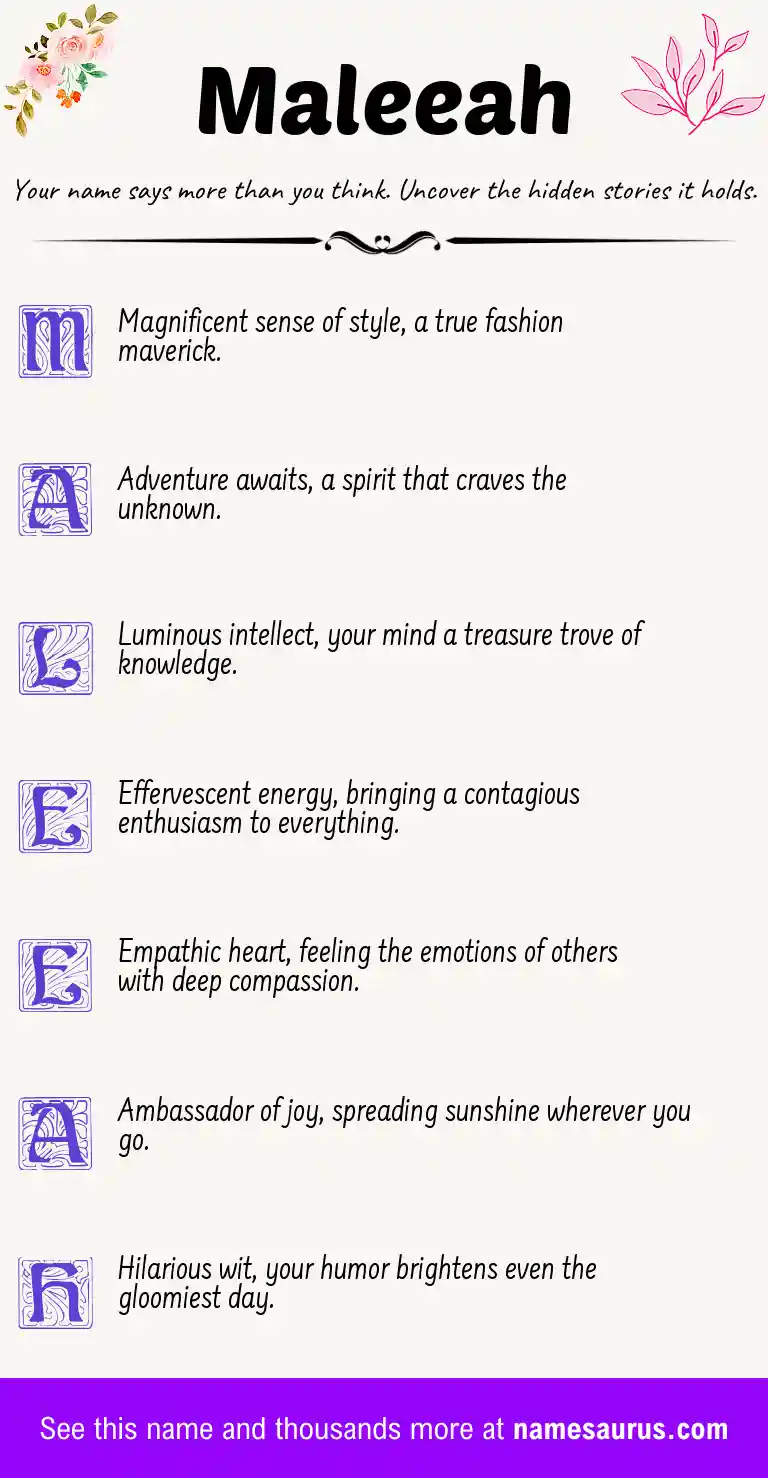 Acrostic poem about Maleeah.