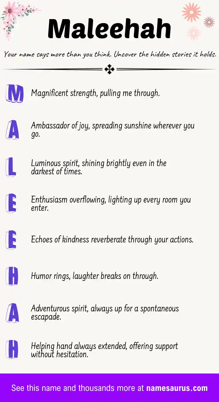 Acrostic poem about Maleehah.
