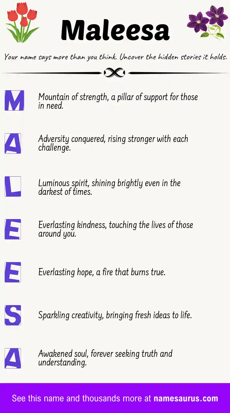 Acrostic poem about Maleesa.