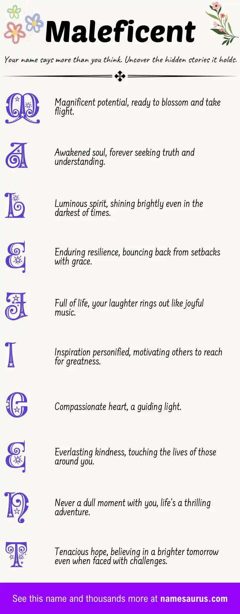Acrostic poem about Maleficent.