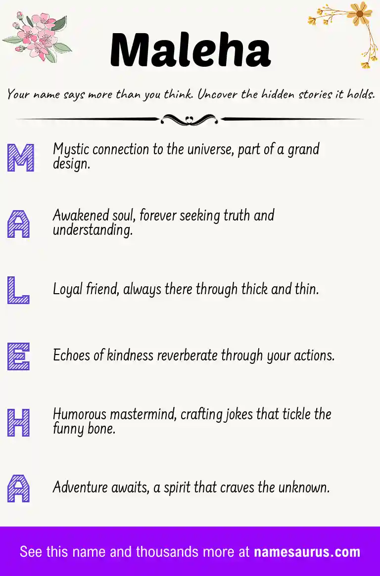 Acrostic poem about Maleha.