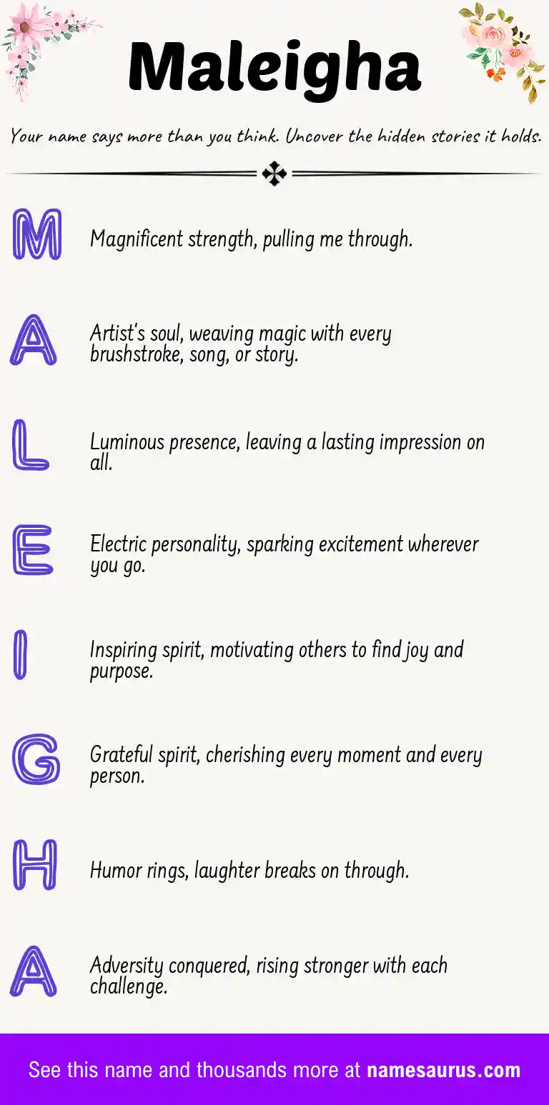 Acrostic poem about Maleigha.