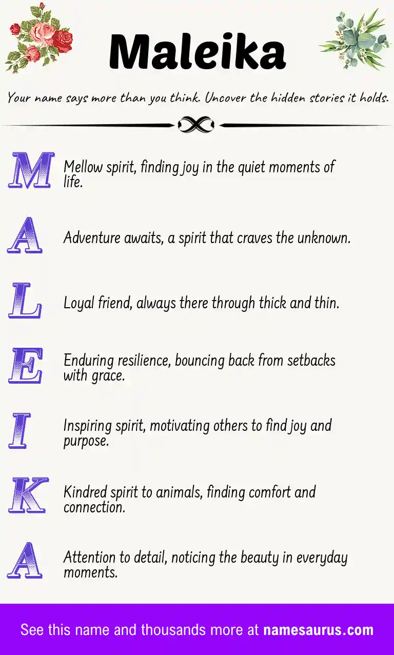 Acrostic poem about Maleika.
