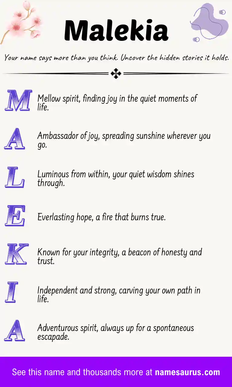 Acrostic poem about Malekia.