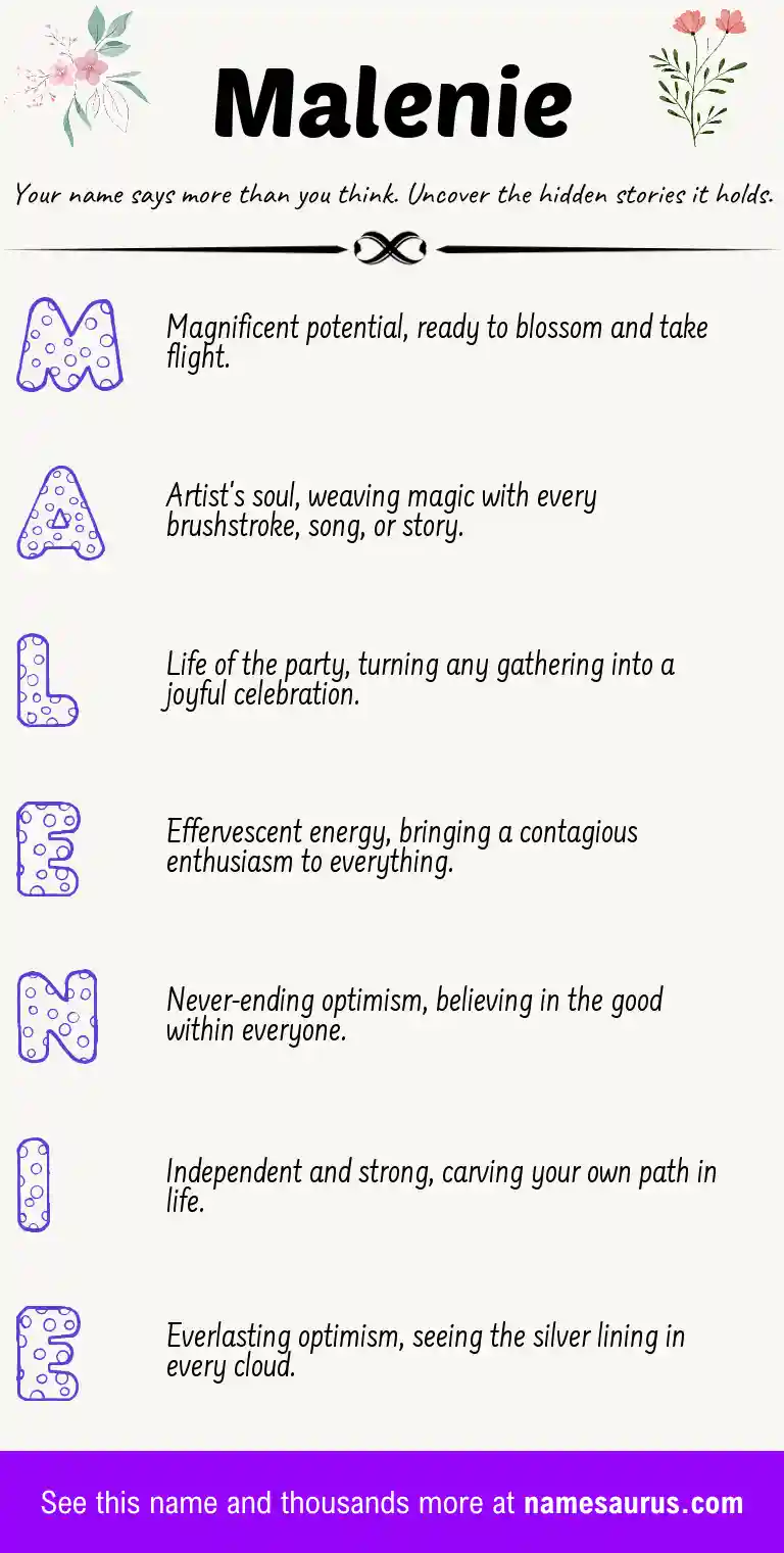 Acrostic poem about Malenie.