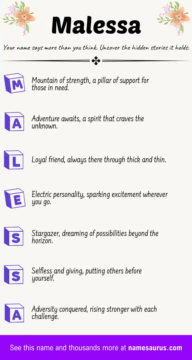 Acrostic poem about Malessa.