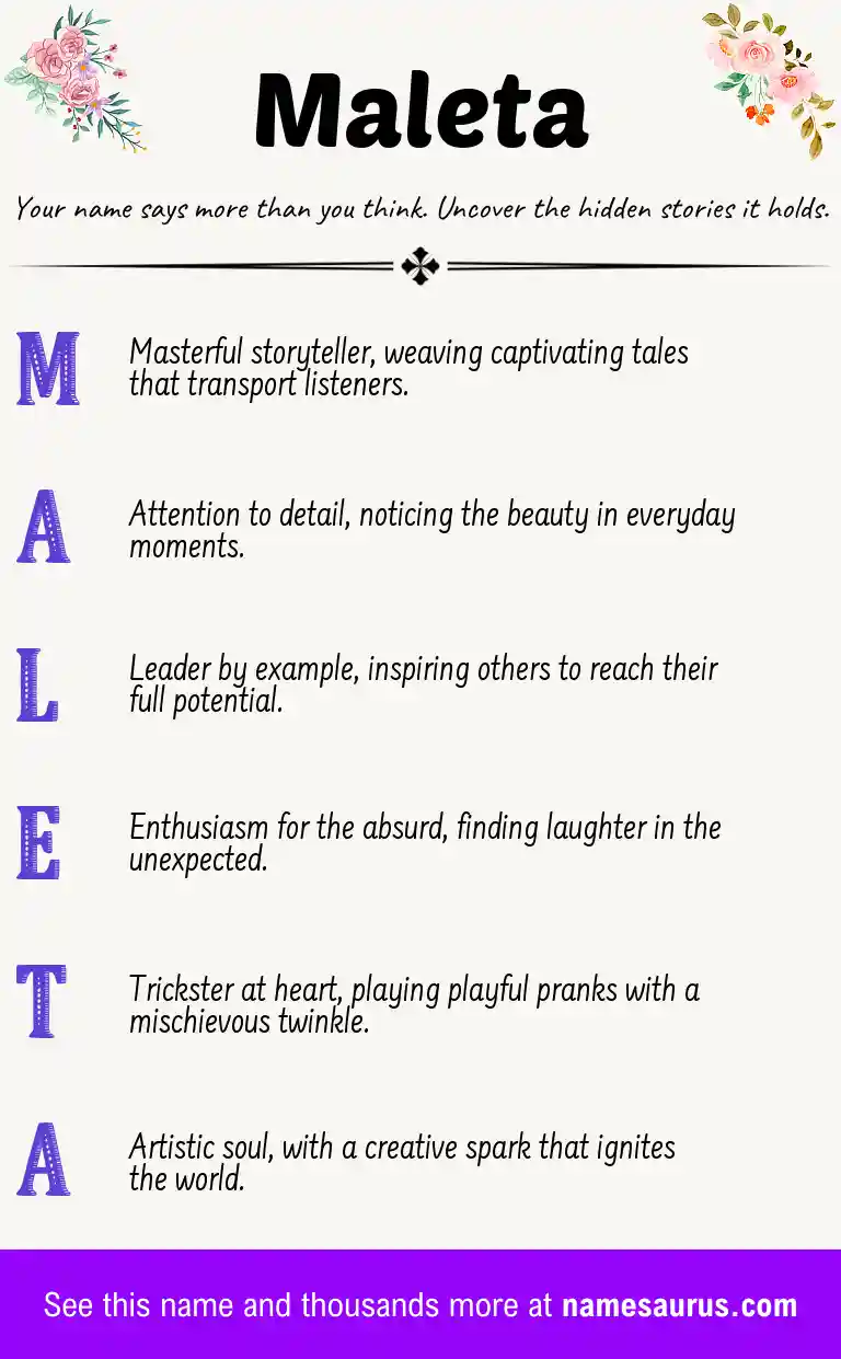 Acrostic poem about Maleta.