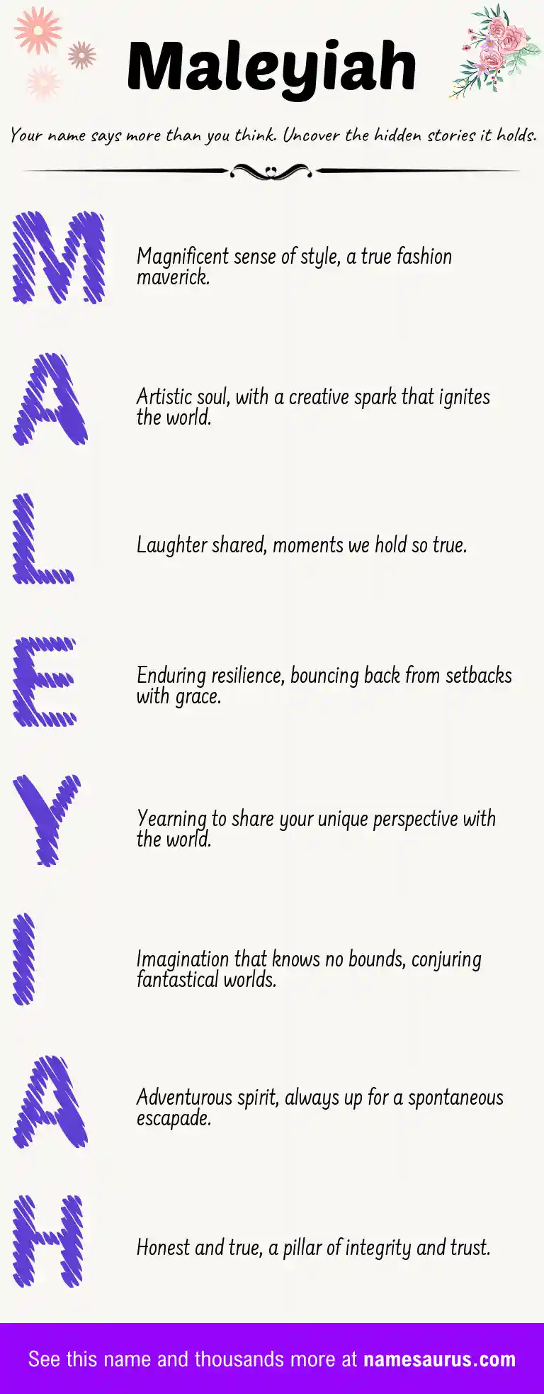 Acrostic poem about Maleyiah.