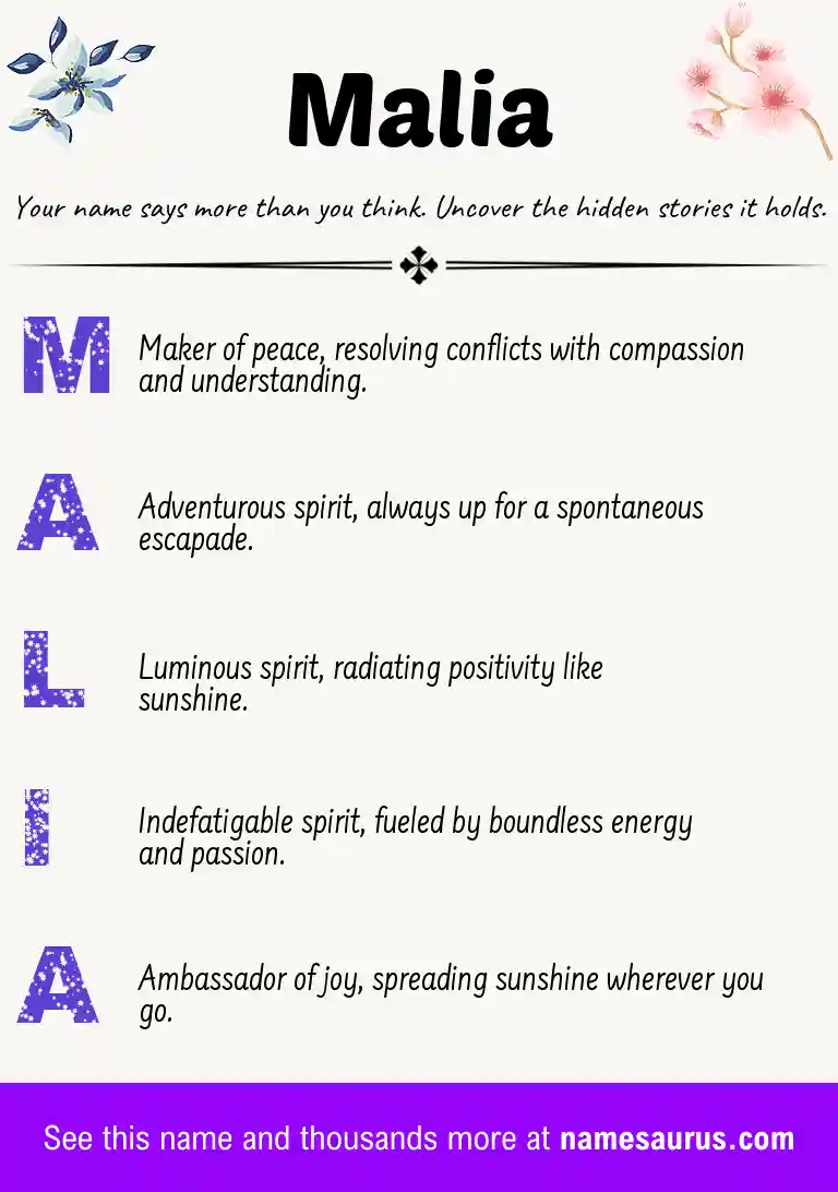 Acrostic poem about Malia.