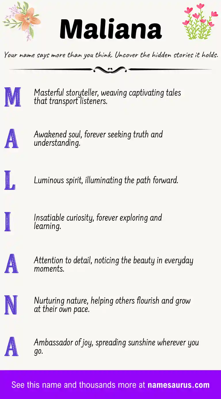 Acrostic poem about Maliana.